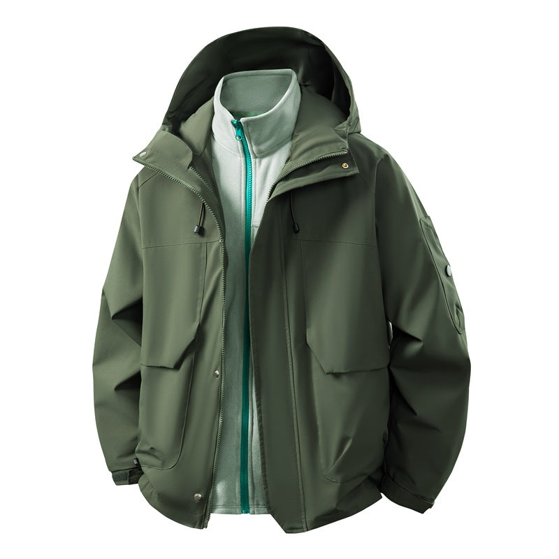 Unisex zweilagige Softshell-Parka mit herausnehmbarem Fleece-Innenlayer, Kapuze und Utility-Taschen Echo Archiv
