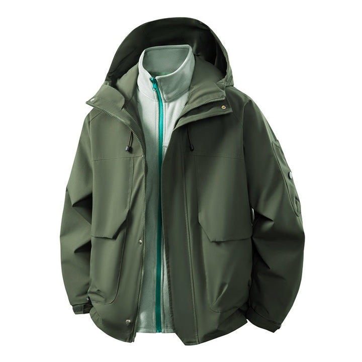 Unisex zweilagige Softshell-Parka mit herausnehmbarem Fleece-Innenlayer, Kapuze und Utility-Taschen Echo Archiv