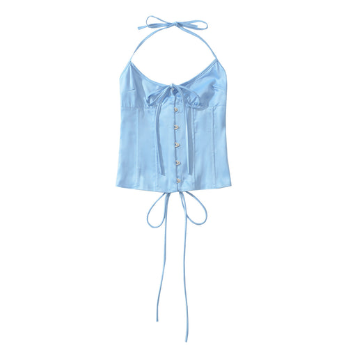 Damen Satin-Nachtkleid mit dekorativen Bindebändern und Knopfleiste Echo Archiv