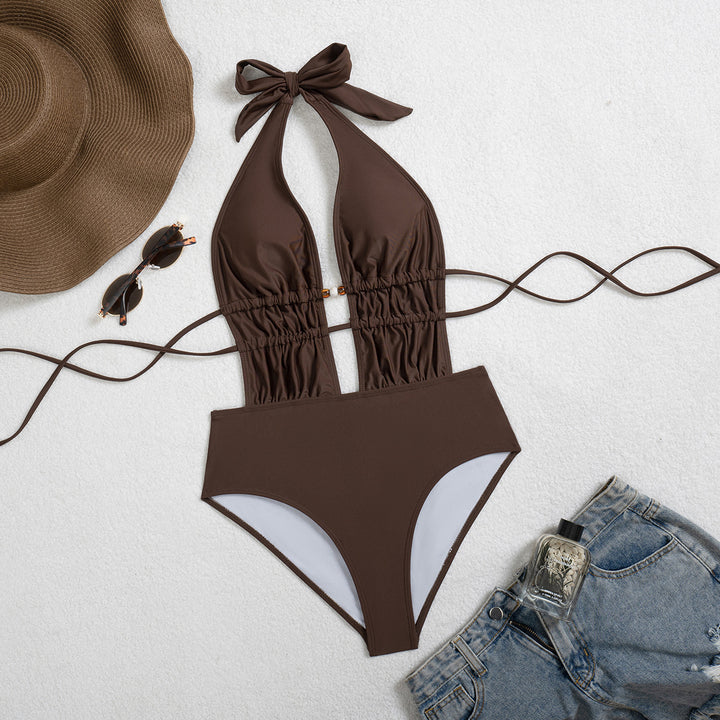 Damen Eleganter Monokini mit tiefem V-Ausschnitt und raffinierten Details Echo Archiv