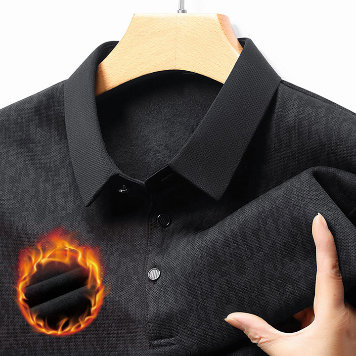 Herren Langarm Poloshirt mit strukturiertem Design und feuchtigkeitsregulierendem Stoff Echoarchiv