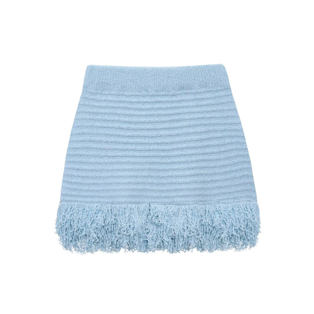 Damen Kurzarm-Strickjacke mit fransigem Saum und dekorativen Knöpfen Echo Archiv