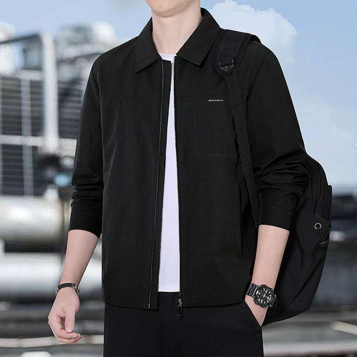 Herren leichte urbane Übergangsjacke mit Reißverschluss, Stehkragen und minimalistischem Design Echoarchiv