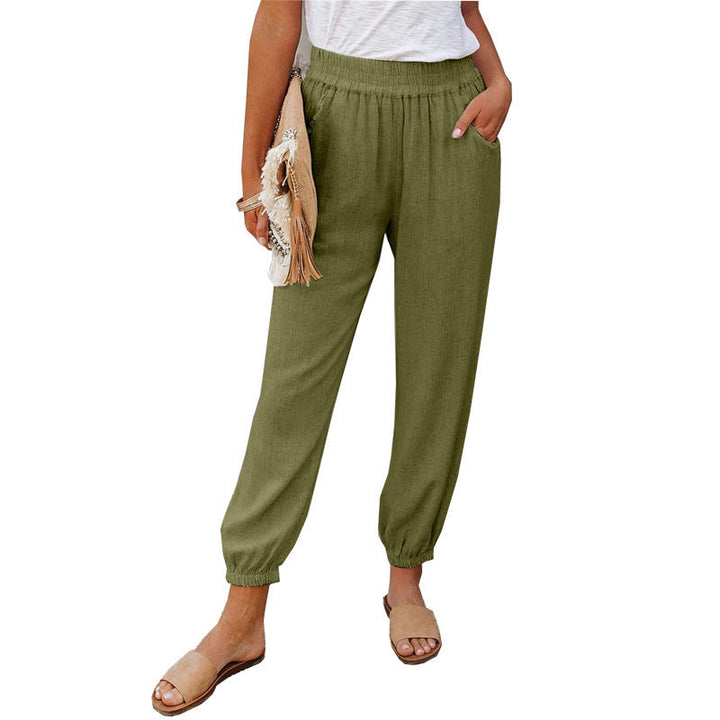 Damen lässige Leinen-Hose mit elastischem Bund und Gummizug – Avélisse