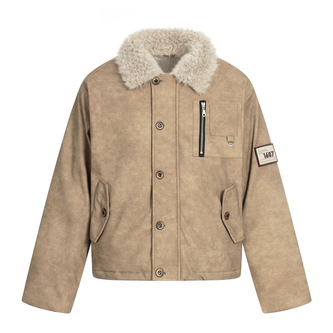 Herren Kurzblouson im Retro‑Military‑Look mit Teddyfellkragen und funktionalen Brusttaschen Echoarchiv