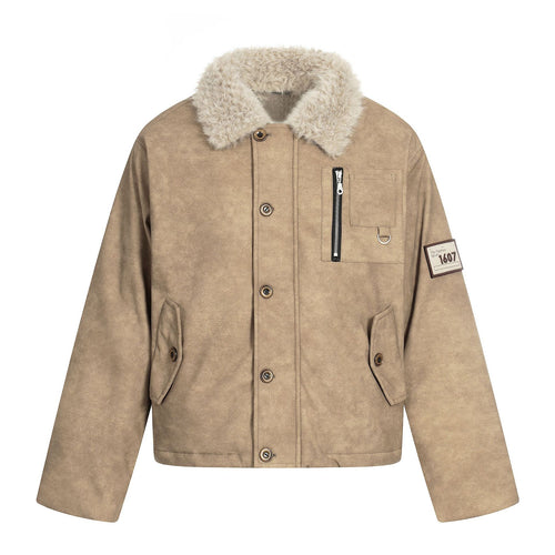 Herren Kurzblouson im Retro‑Military‑Look mit Teddyfellkragen und funktionalen Brusttaschen Echoarchiv