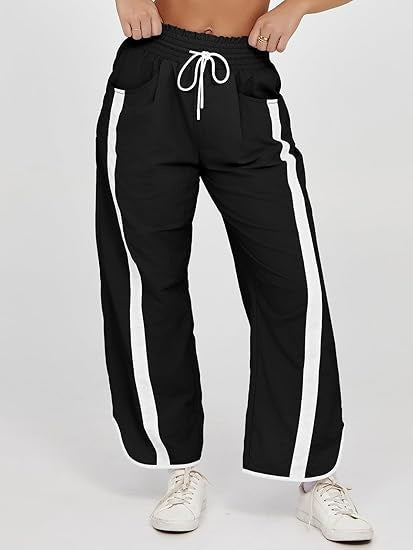 Damen relaxte Trackpants mit seitlichem Kontraststreifen, elastischem Smokbund und Eingrifftaschen – Avélisse