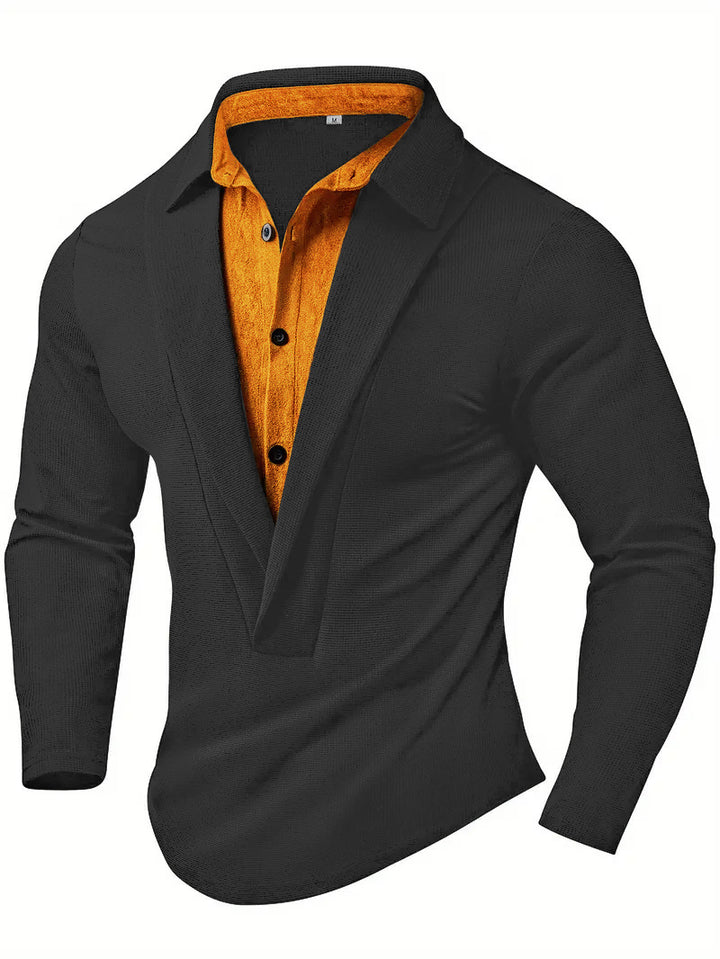 Herren Elegantes Langarmhemd mit modernem Kragen und texturiertem Design Echoarchiv