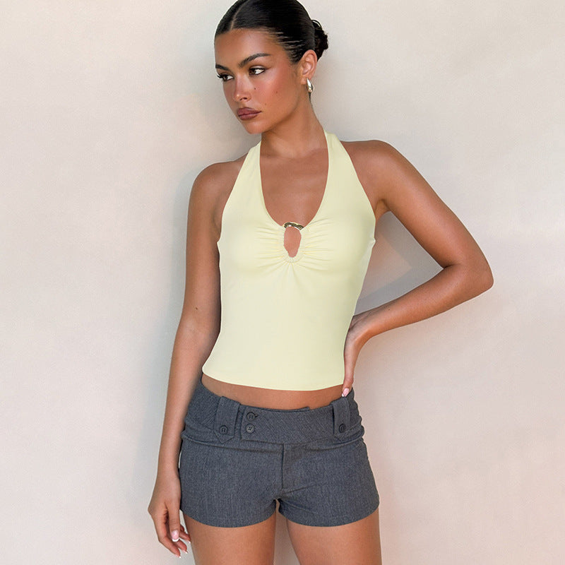 Damen Neckholder-Top mit dekorativem Ausschnitt und Raffung Echo Archiv