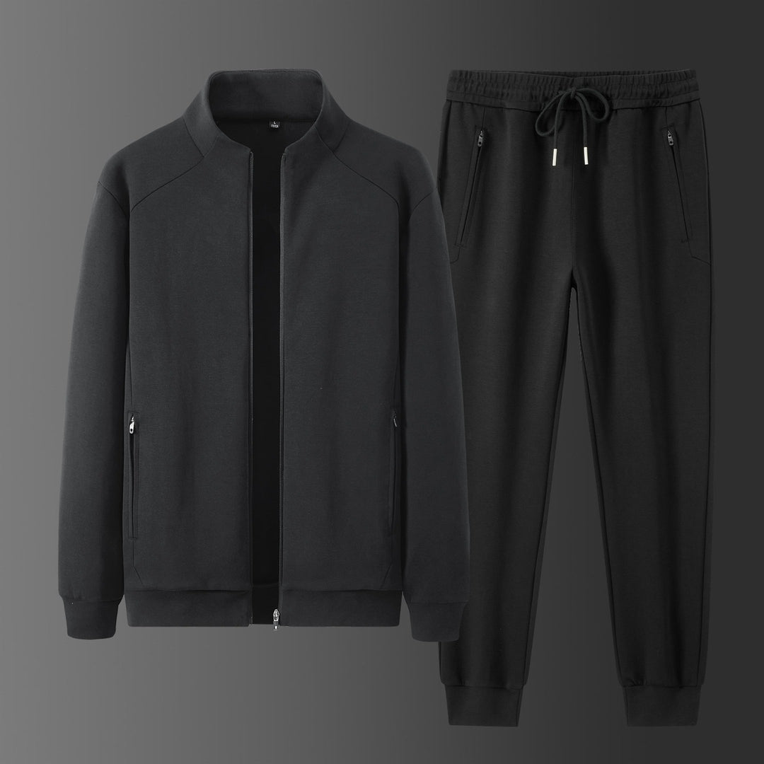 Herren Zweiteiliges minimalistisches Jogging‑Set mit Stehkragen, Zwei-Wege‑Reißverschluss & Reißverschlusstaschen Echoarchiv
