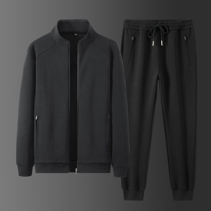 Herren Zweiteiliges minimalistisches Jogging‑Set mit Stehkragen, Zwei-Wege‑Reißverschluss & Reißverschlusstaschen Echoarchiv