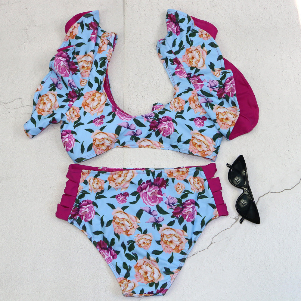 Damen Bikini-Set mit Rüschendetails und floralem Muster Echo Archiv