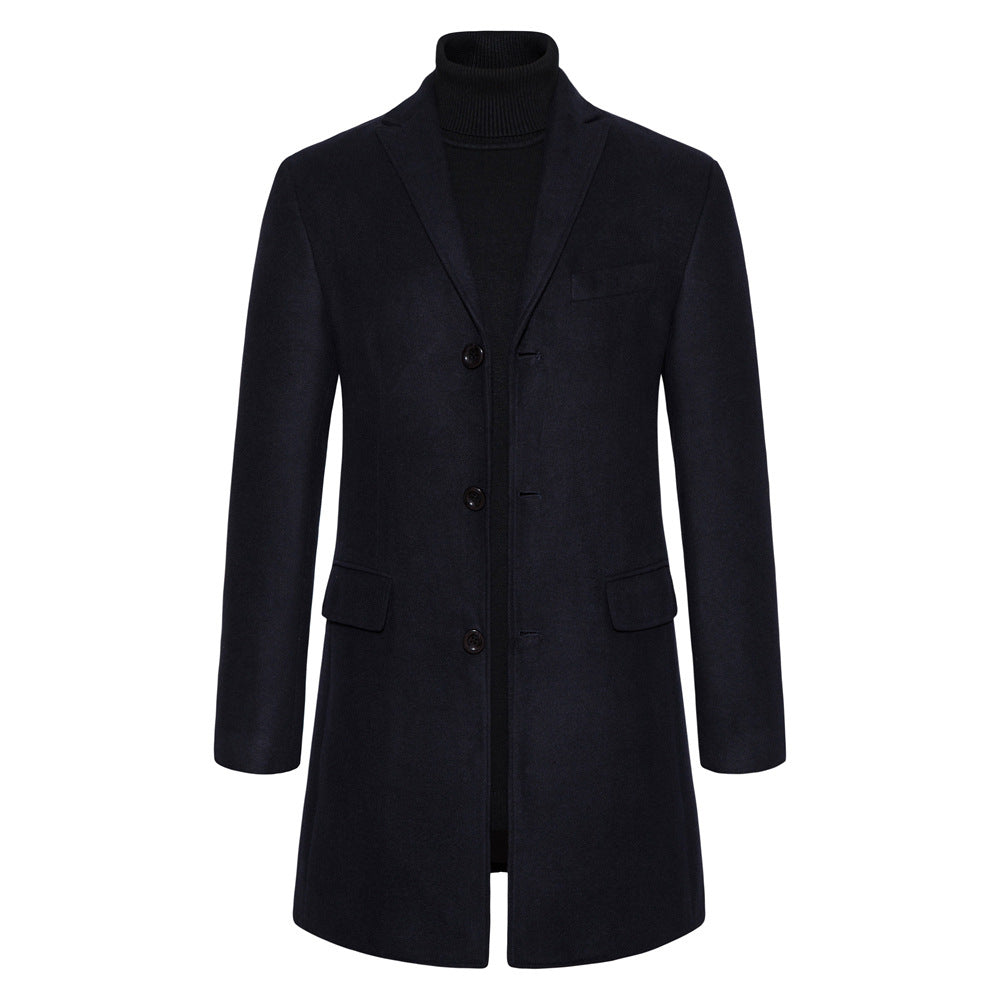 Herren eleganter Wollmantel mit modernem Schnitt und praktischen Taschen Echoarchiv