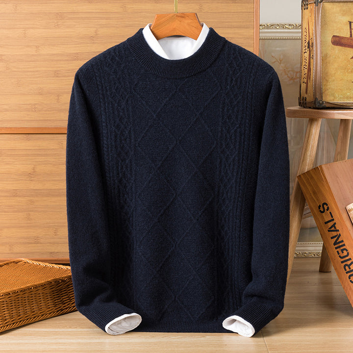 Herren hochwertiger Strickpullover mit diamantartigem Muster Echoarchiv