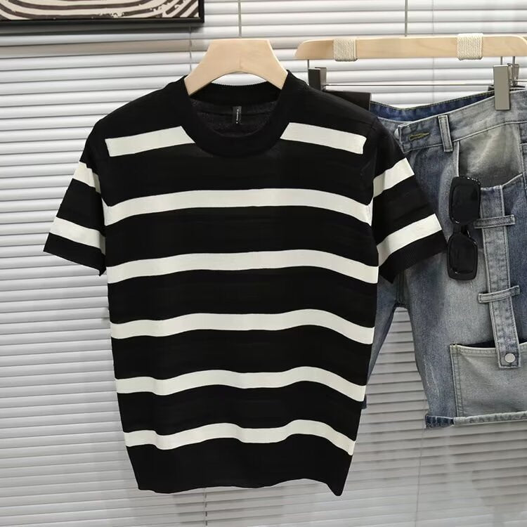 Herren Gestreiftes Kurzarm-Shirt Echoarchiv
