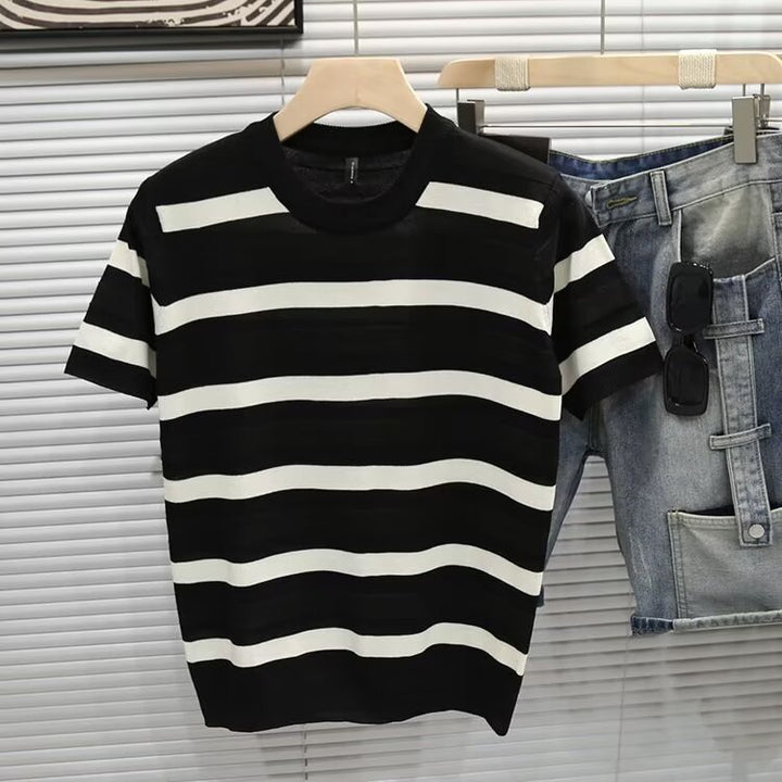 Herren Gestreiftes Kurzarm-Shirt Echoarchiv