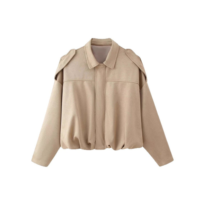 Damen Kurzgeschnittene Oversize Blousonjacke mit Schulterklappen – Célinea
