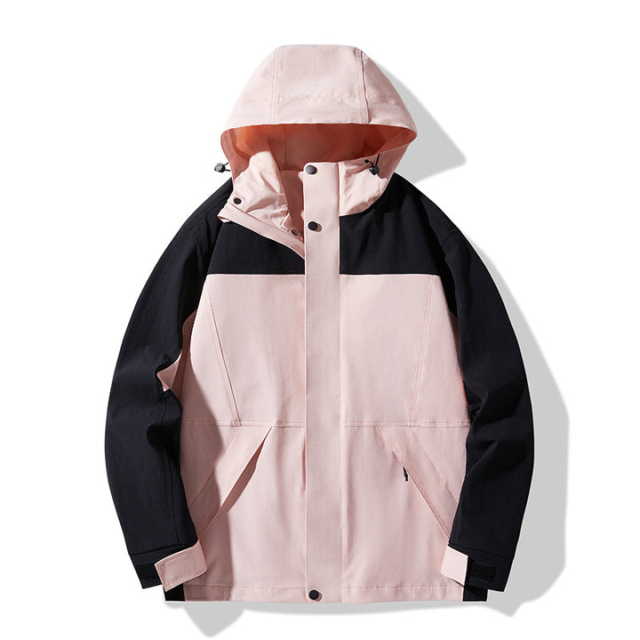 Herren Technische Colorblock Softshell‑Regenjacke mit verstellbarer Kapuze Echo Archiv