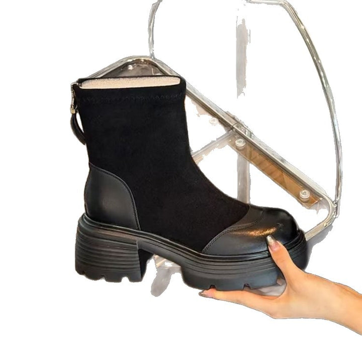 Damen Modische Stiefeletten mit Blockabsatz Echo Archiv