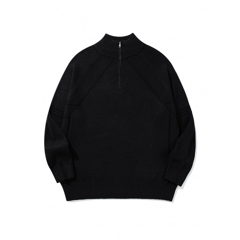 Unisex Strick-Halbzip-Pullover mit hohem Rippkragen und Raglanärmeln Echo Archiv