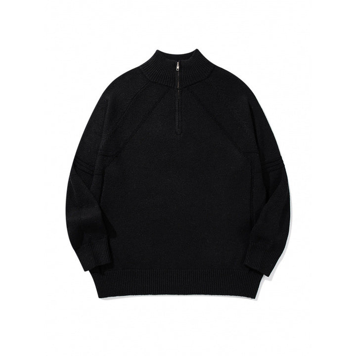 Unisex Strick-Halbzip-Pullover mit hohem Rippkragen und Raglanärmeln Echo Archiv