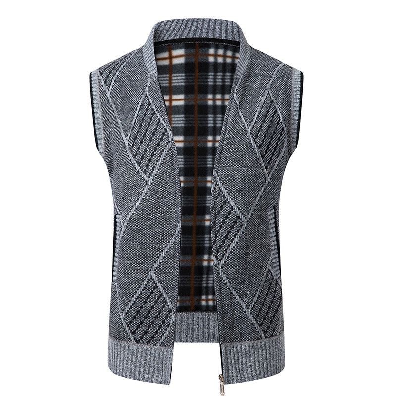 Herren nan elegante Strickweste mit Reißverschluss und Stehkragen Echo Archiv