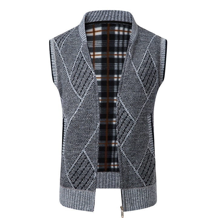 Herren nan elegante Strickweste mit Reißverschluss und Stehkragen Echo Archiv
