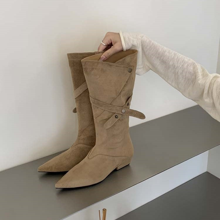 Damen Modische Stiefeletten aus Wildleder mit Wickel-Design Echo Archiv