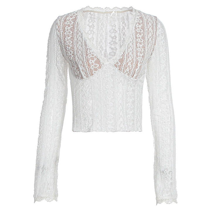 Damen Spitzenbluse mit transparentem Design und langen Ärmeln Echo Archiv