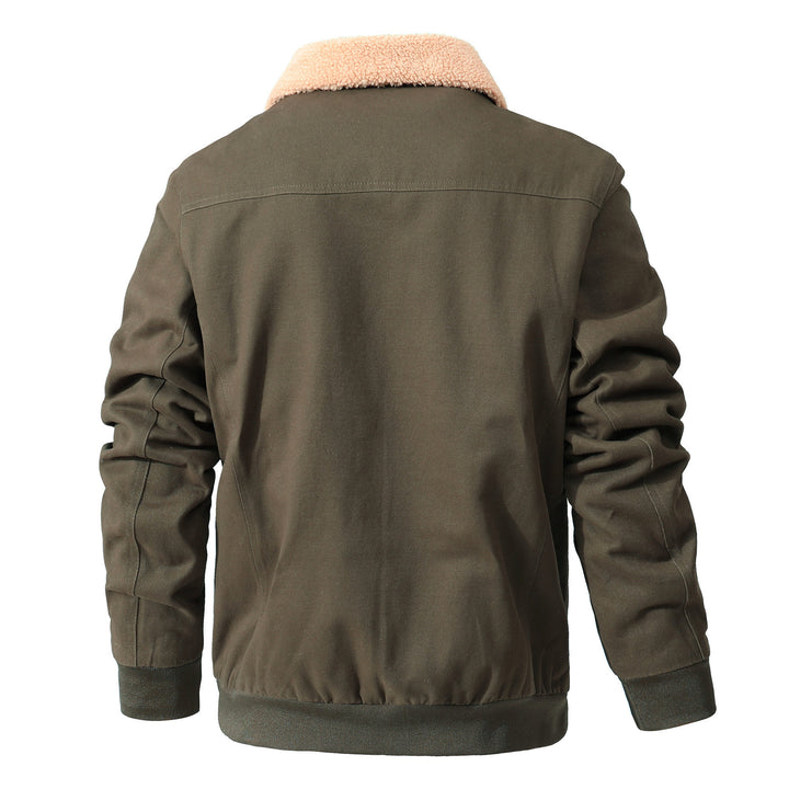 Herren Canvas-Blouson mit durchgehendem Sherpa‑Futter und Hemdkragen – Taviero