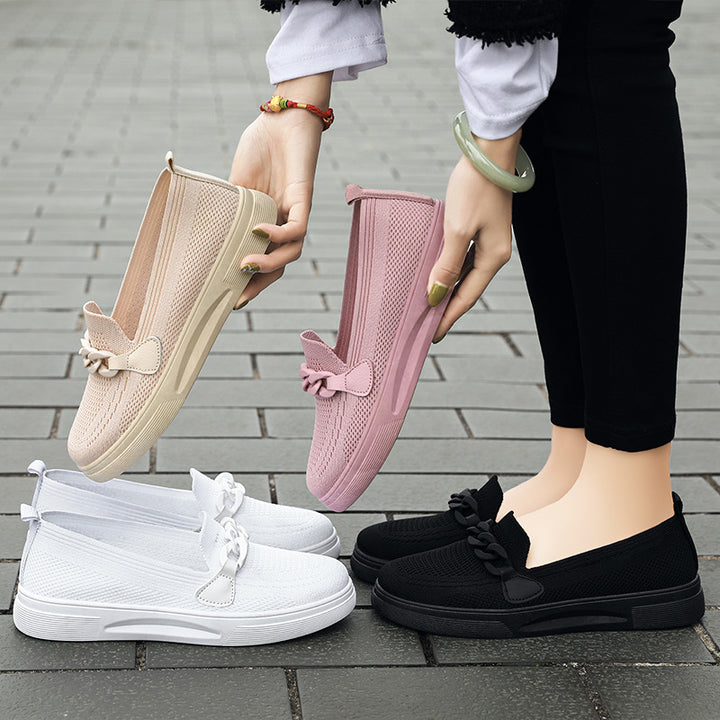 Damen nan komfortabler Strick-Slip-On Loafer mit elastischem Einstieg, dekorativer Kettenapplikation und stoßdämpfender EVA-Leichtsohle Echo Archiv