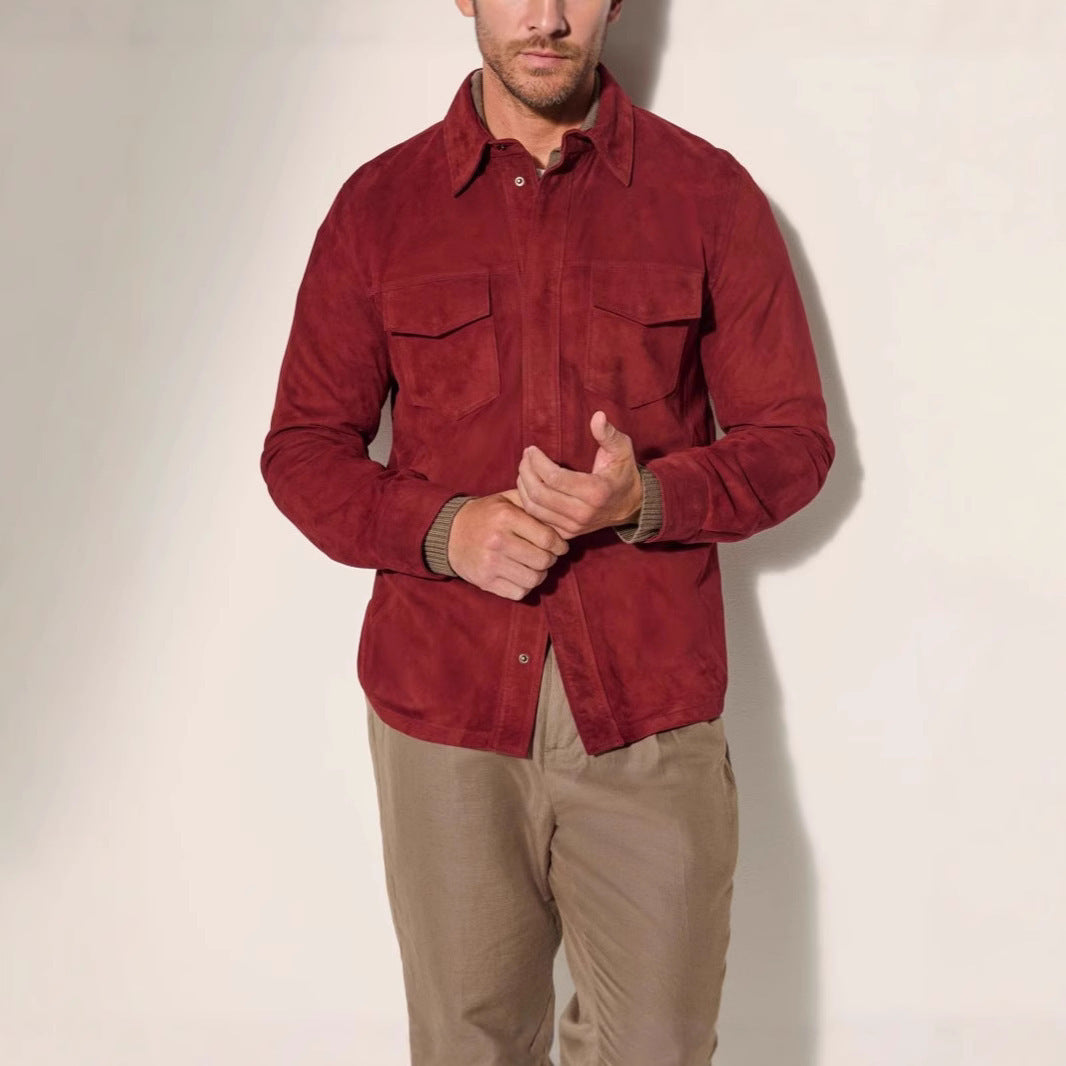 Herren Wildlederjacke mit stilvollen Pattentaschen Echoarchiv
