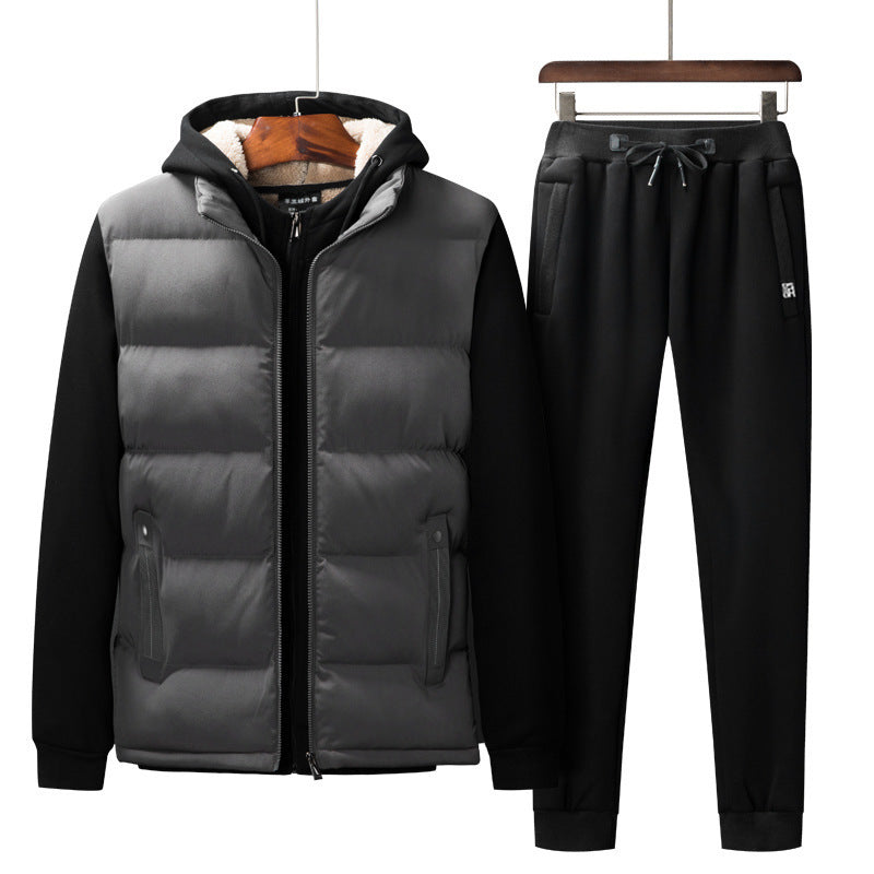 Herren Wattierte Kapuzenweste mit Fleecefutter und schmal geschnittene Jogginghose Set Echo Archiv