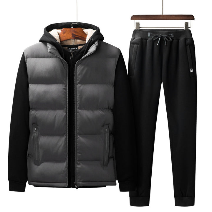 Herren Wattierte Kapuzenweste mit Fleecefutter und schmal geschnittene Jogginghose Set Echo Archiv