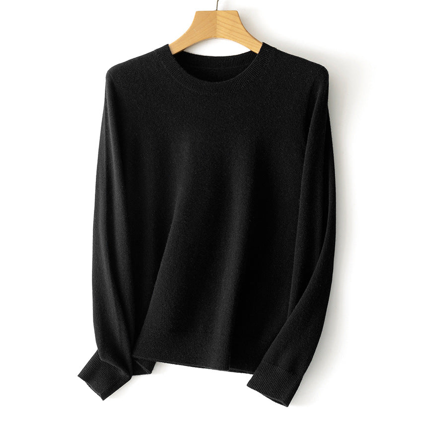Damen Feinstrick-Rundhalspullover aus Kaschmir-Mix mit leichter Oversize-Passform Echoarchiv