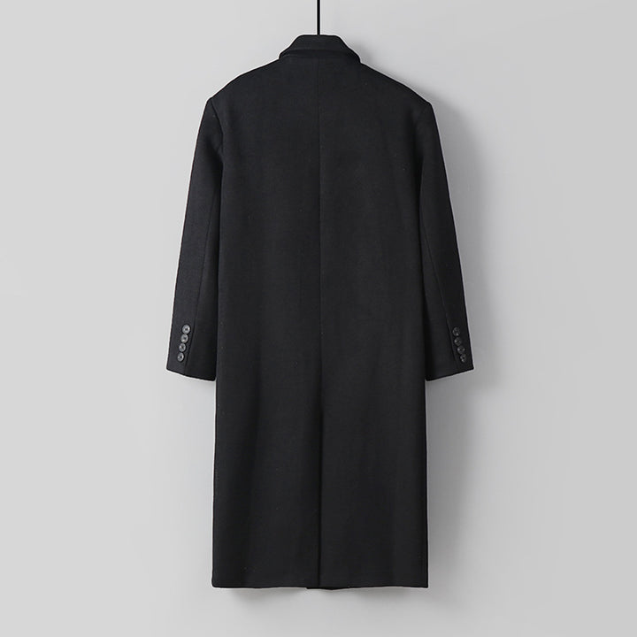 Herren Klassischer Doppelreiher-Longcoat aus Wollmischung mit Schalkragen und feiner Innenfutterverarbeitung Echoarchiv