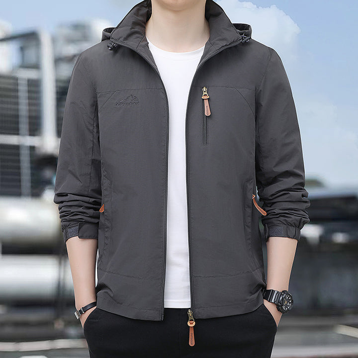 Herren nan leichtgewichtige Kapuzen-Windjacke mit Brust-Reißverschluss und atmungsaktivem Funktionsstoff Echo Archiv