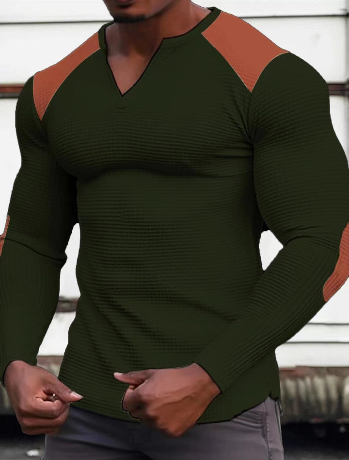 Herren Langarmshirt mit strukturiertem Stoff und Kontrastdetails Echoarchiv