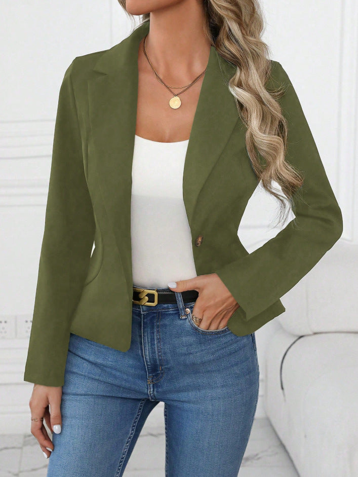 Damen Taillierter Ein-Knopf-Blazer mit Reverskragen und Eingrifftaschen – Valéne