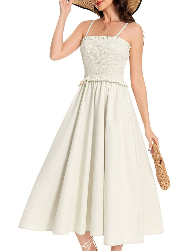 Damen Midi-Kleid mit elastischem Oberteil und weiten Rock Echo Archiv