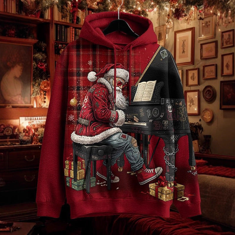 Damen Kreativer Kapuzenpullover mit Skelett- und Weihnachtsmotiv Echoarchiv