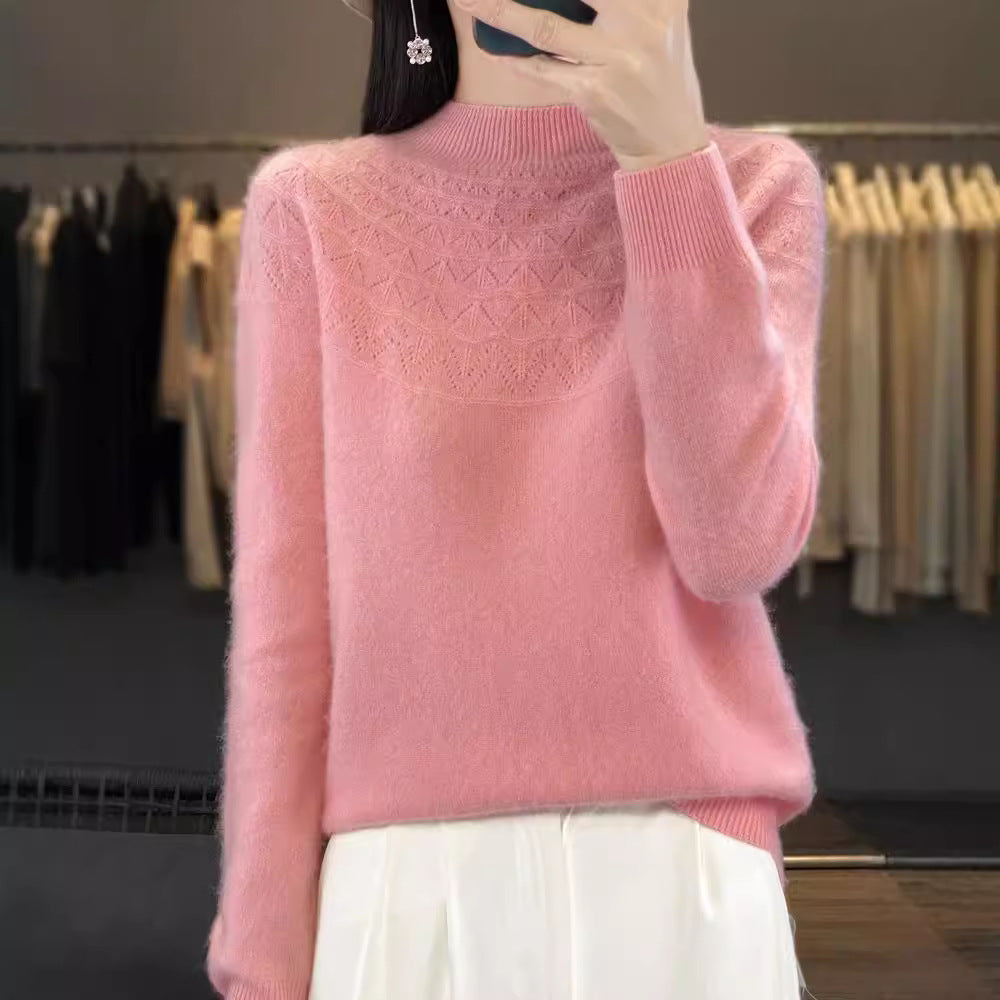 Damen Kuscheliger Mohair‑Optik Pullover mit Zierstruktur am Oberteil und Stehkragen Echoarchiv