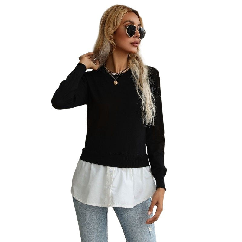 Damen Eleganter Lässiger Pullover mit Hemdunterteil Echo Archiv