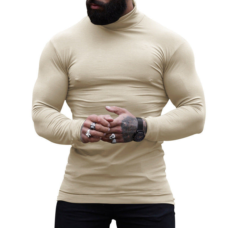 Herren langärmliges T-Shirt mit Stehkragen und figurbetonter Passform Echoarchiv