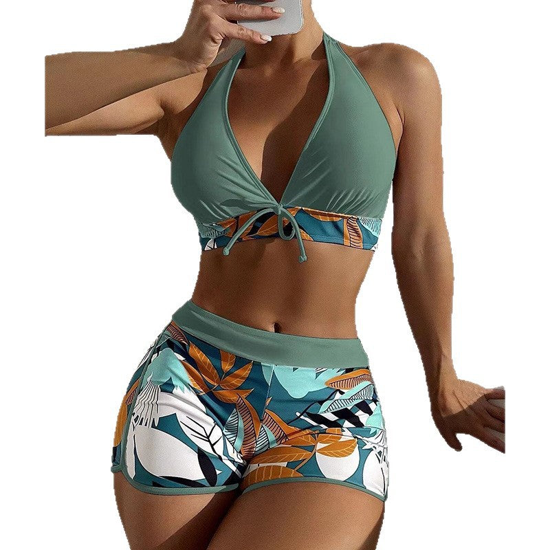 Damen Triangel-Bikini-Set mit hohem Bund und floralem Muster Echo Archiv