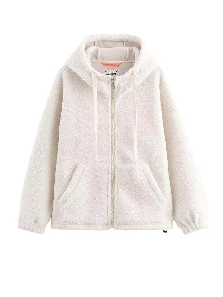 Damen Teddy-Fleece-Kapuzenjacke mit durchgehendem Reißverschluss und Kängurutaschen Echo Archiv