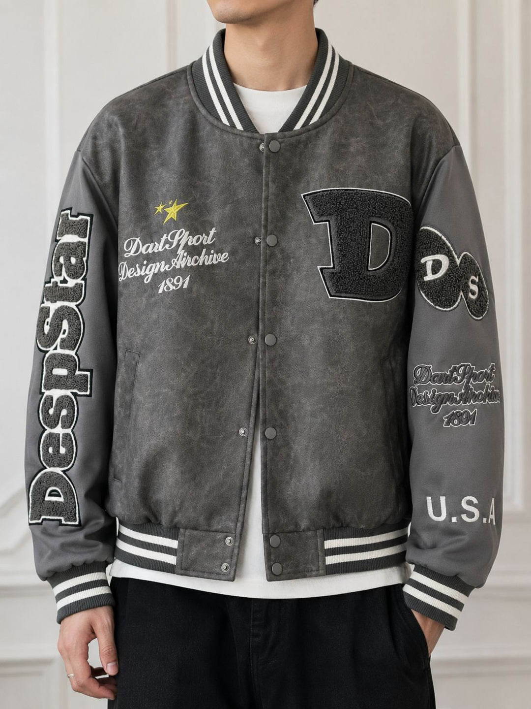 Herren Modische Bomberjacke mit gesticktem Design Echo Archiv