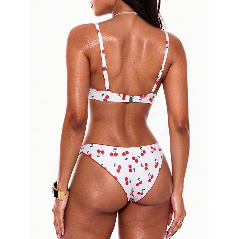Damen Push-Up Bikini mit fröhlichem Kirschdesign Echo Archiv