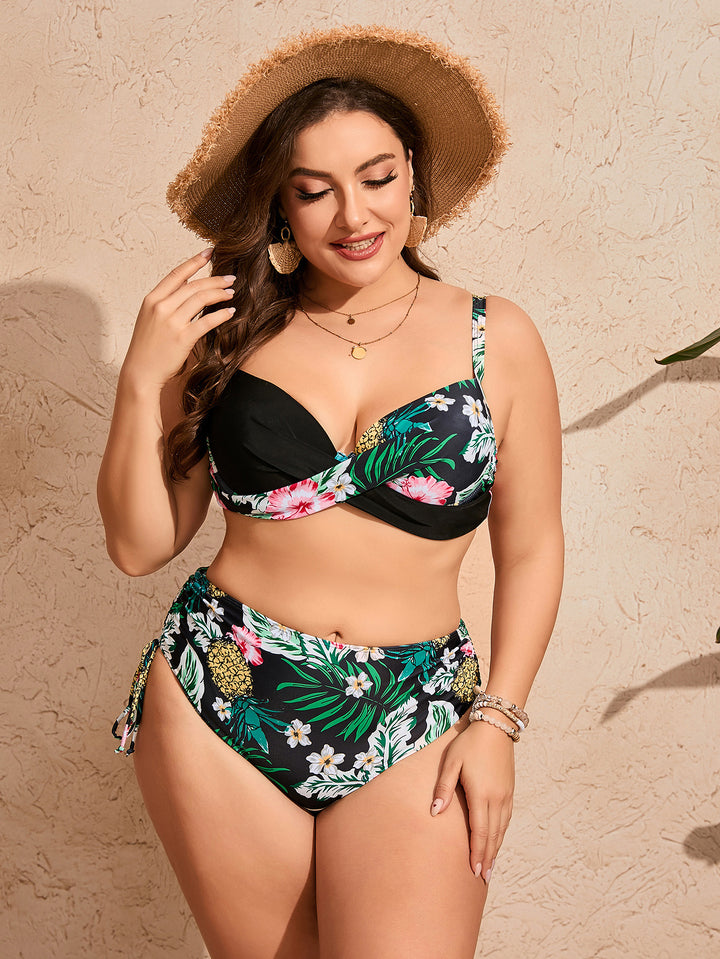 Damen Bikini-Set mit modischem High-Waist Design und floralem Muster Echo Archiv