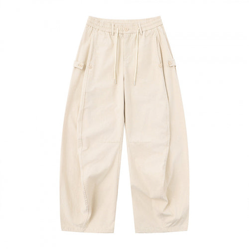 Damen Weite Culotte-Cargo-Hose mit elastischem Bund, Tunnelzug und aufgesetzten Taschen Echo Archiv